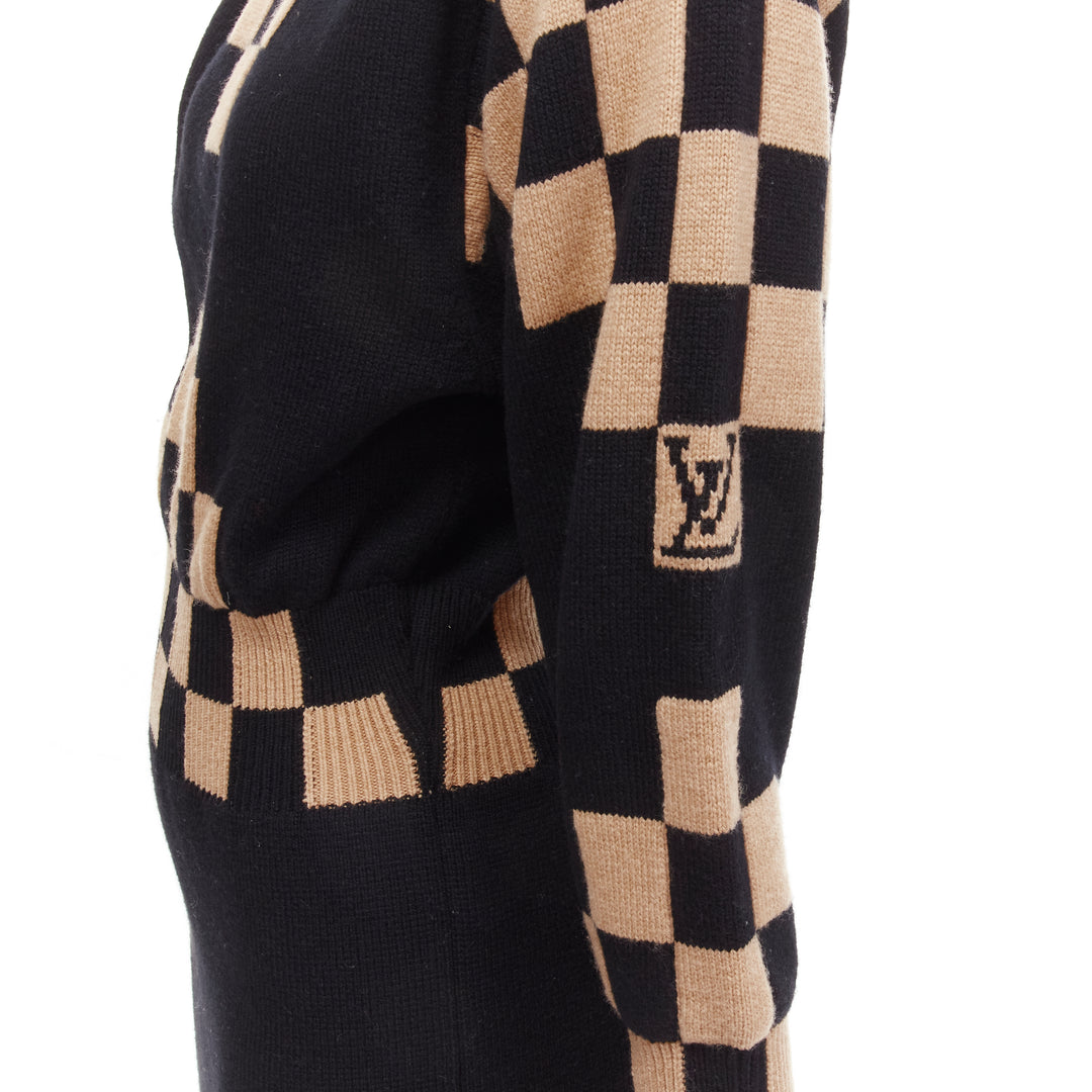 LOUIS VUITTON LV Damier wool cashmere pixel illusion knit dress S