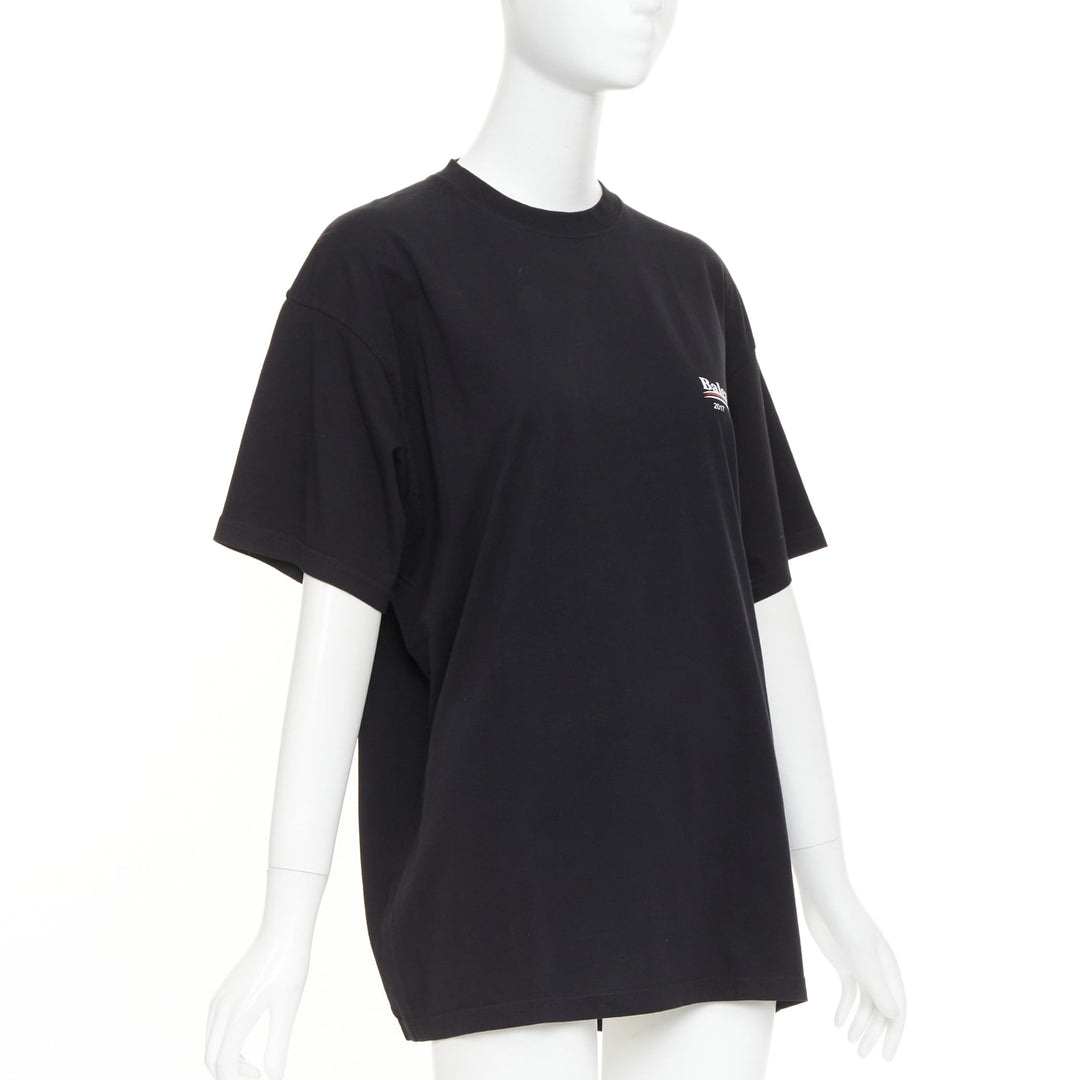 BALENCIAGA Demna 2017 black Polical Campaign logo crew neck oversized tshirt S