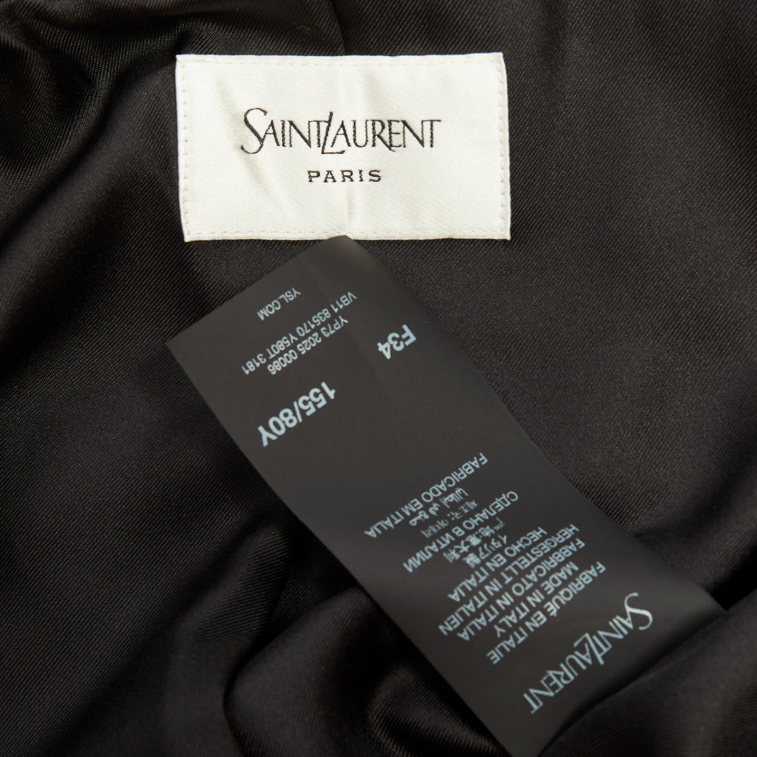 SAINT LAURENT 2025 Saharienne emeraude green belted cotton velvet jacket FR34 XS