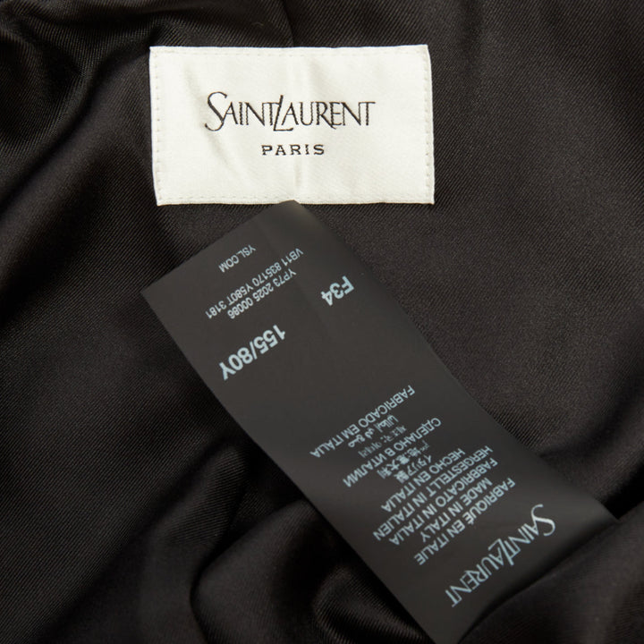 SAINT LAURENT 2025 Saharienne emeraude green belted cotton velvet jacket FR34 XS