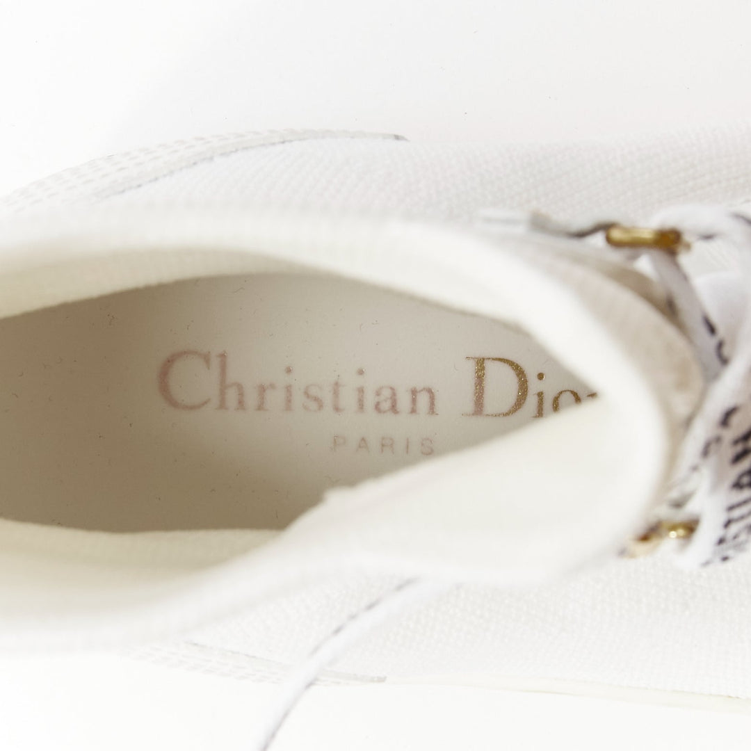 CHRISTIAN DIOR Walk'N'Dior white sock knit logo lace high top sneakers EU375
