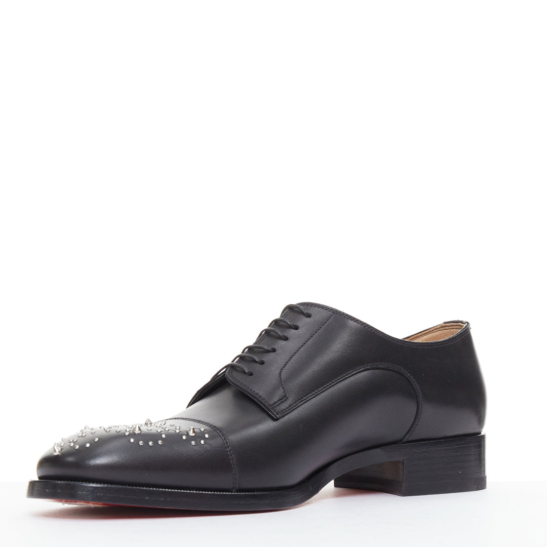 CHRISTIAN LOUBOUTIN Maltese black silver stud toe lace derby brogue EU42.5