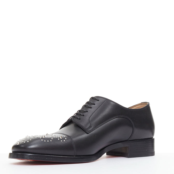 CHRISTIAN LOUBOUTIN Maltese black silver stud toe lace derby brogue EU42.5