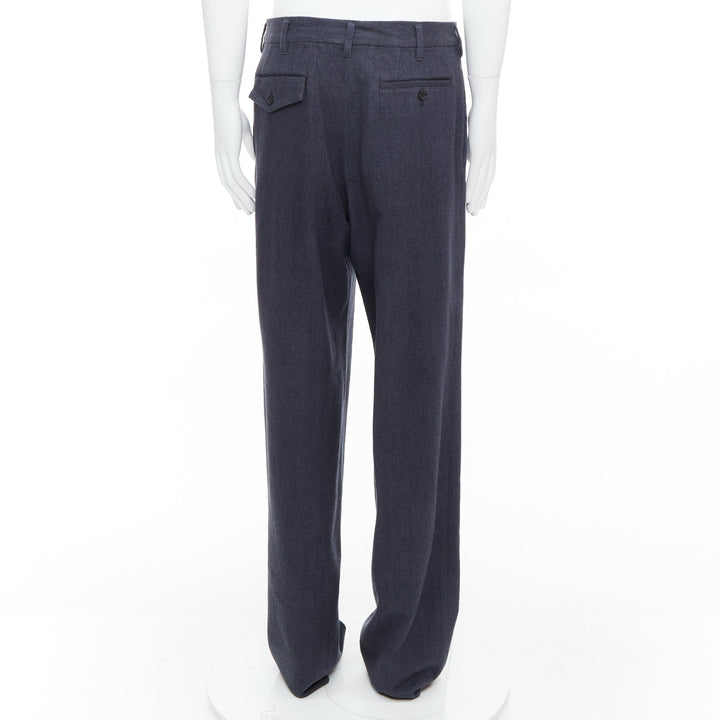 YOHJI YAMAMOTO Y's greyish blue wool blend pleated tapered pants JP4 XL