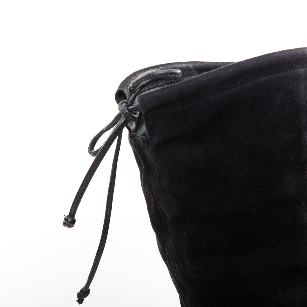STUART WEITZMAN Lowland black suede drawstring top over knee flat boots EU38