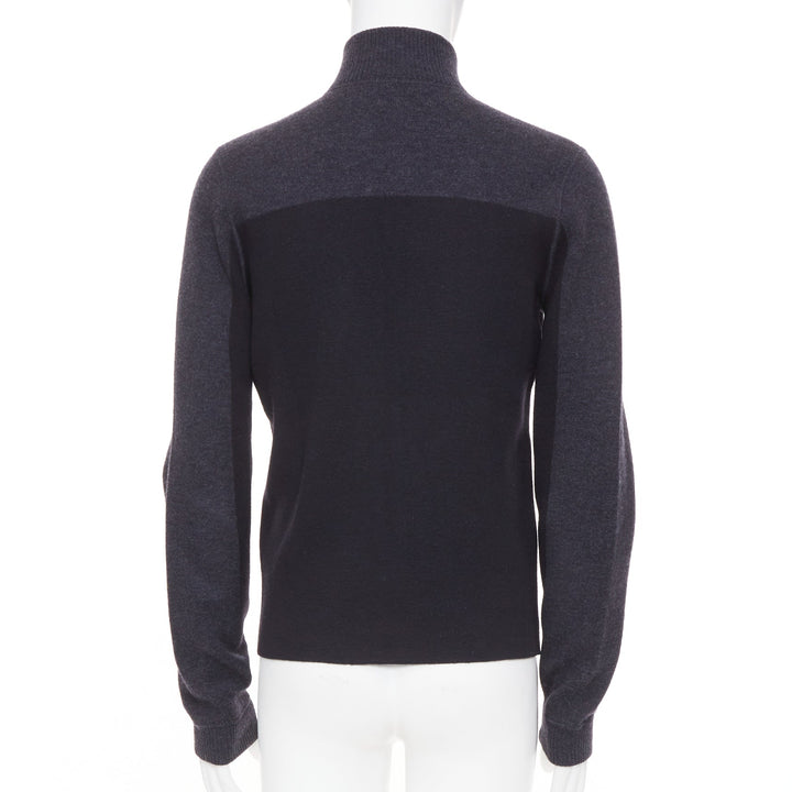 PRADA 2010 panel two tone stripe mock neck zip knit cardigan sweater jacket M