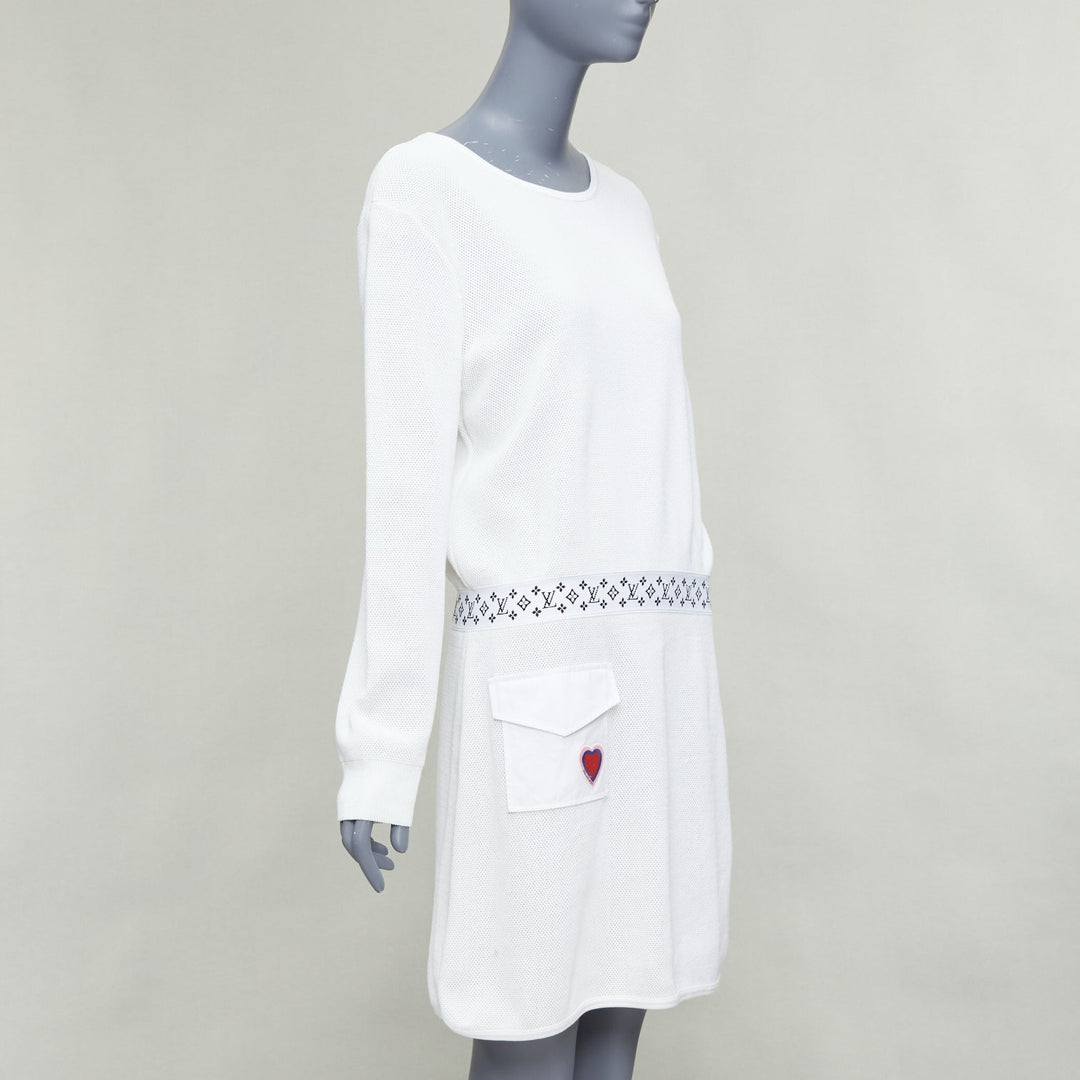 LOUIS VUITTON 2023 Queen of Hearts cream LV badge slouchy dress L