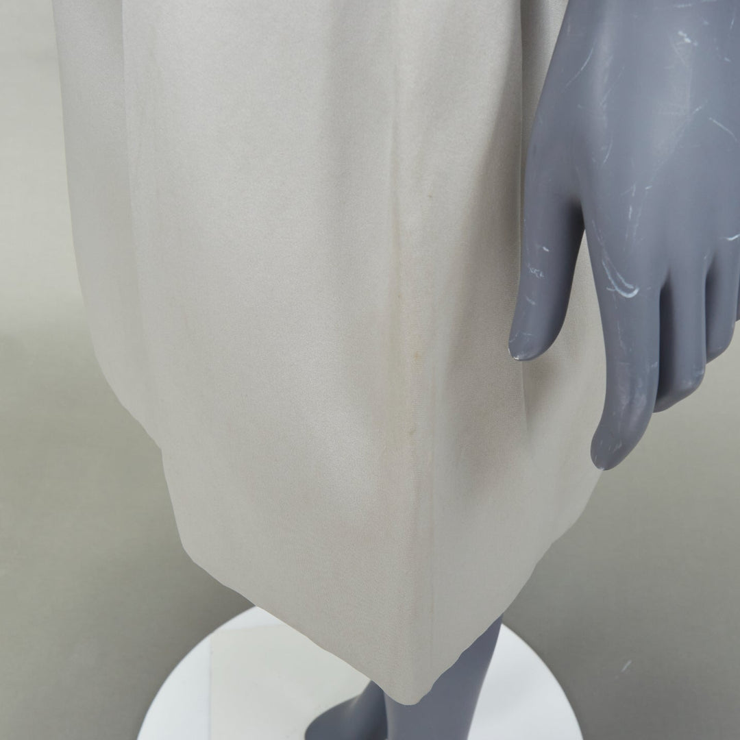 LANVIN Bridal light gray structural strapless bow back pleated bell dress FR36 S