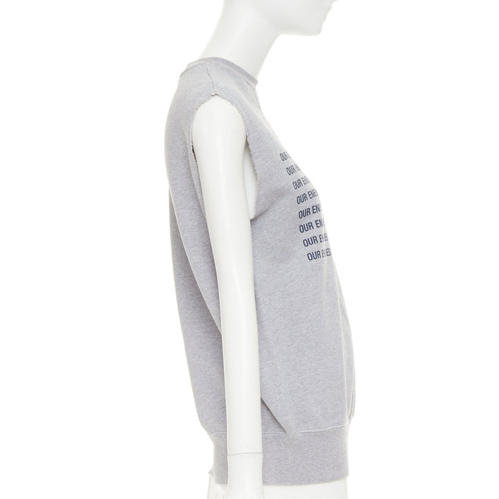 YANG LI 2016 Our Enemies Manifesto grey navy slogan side zip sweatshirt F