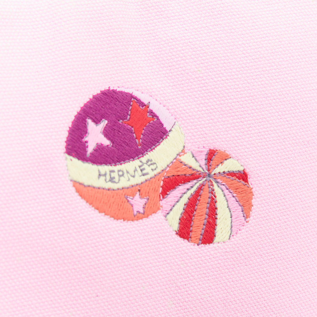 HERMES Circus Bolide Case in Pale Pink Embroidered Canvas toileries bag