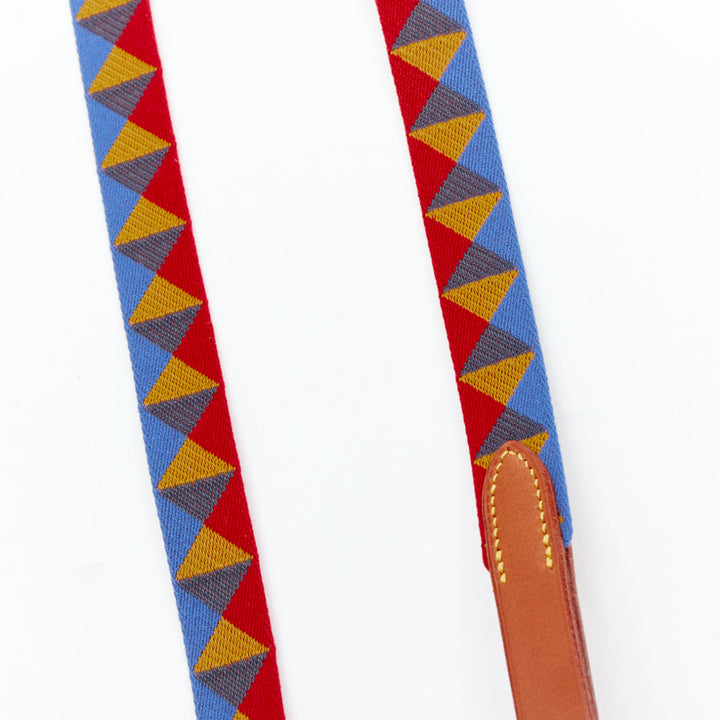 HERMES Medor Slim Dog Leash colorful red blue brown bridle leather