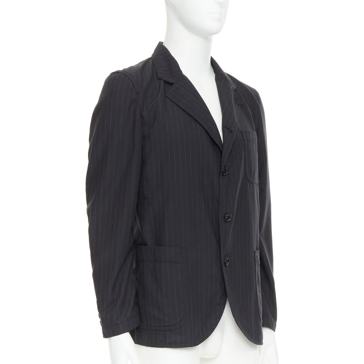 COMME DES GARCONS Homme Deux 2018 grey pinstriped pocketed blazer S