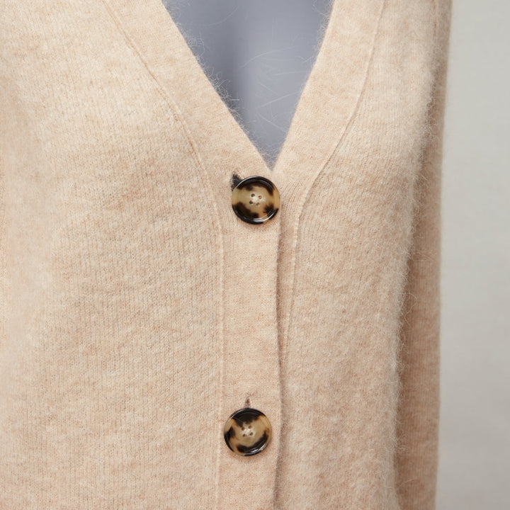 ACNE STUDIOS beige alpaca wool blend patch pocket large button front cardigan XS