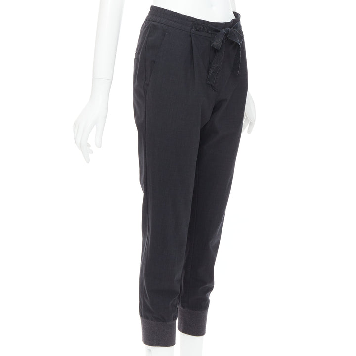 BRUNELLO CUCINELLI dark grey virgin wool blend relaxed jogger pants IT38 XS