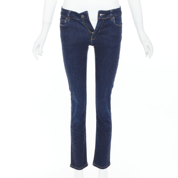 PRADA washed dark blue contour fit cropped skinny jeans XS