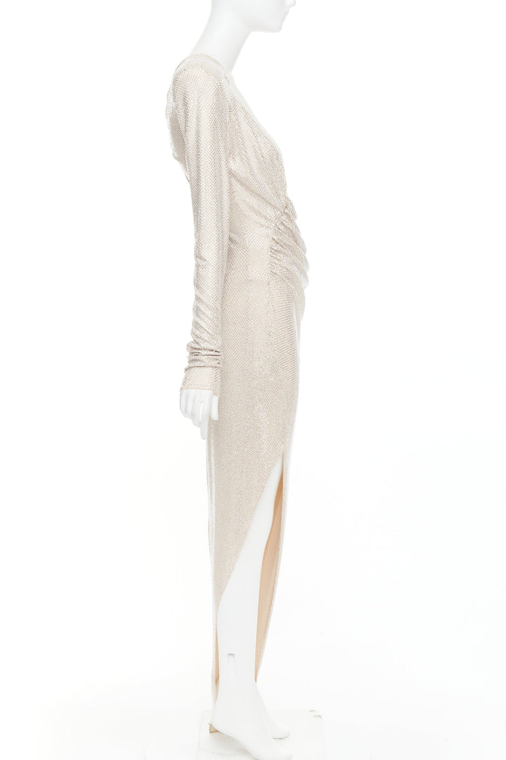 ALEXANDRE VAUTHIER Bridal ivory diamond strass crystal asymmetric draped dress