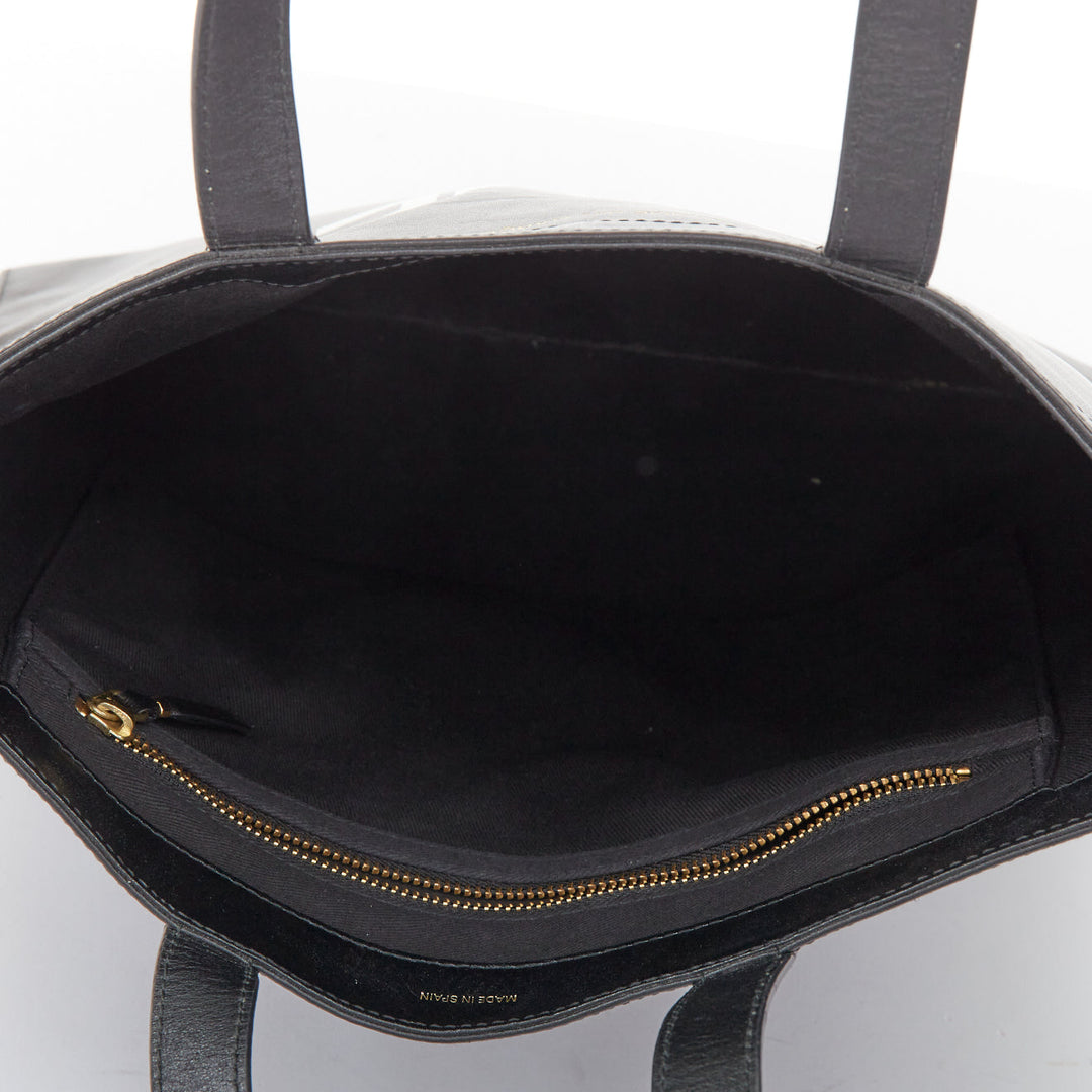 COMME DES GARCONS Huge Logo black calfskin leather print shopper tote bag
