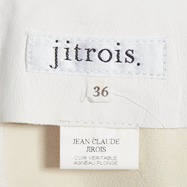 JEAN CLAUDE JITROIS white  leather silver silk applique pencil skirt IT36 XXS