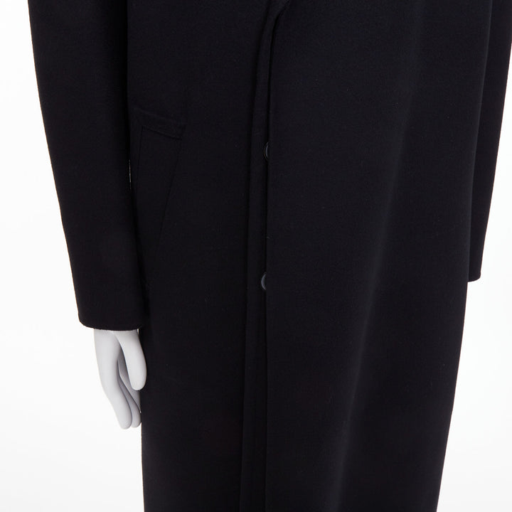 VALENTINO black virgin wool cashmere origami trims hidden closure coat IT44 XS