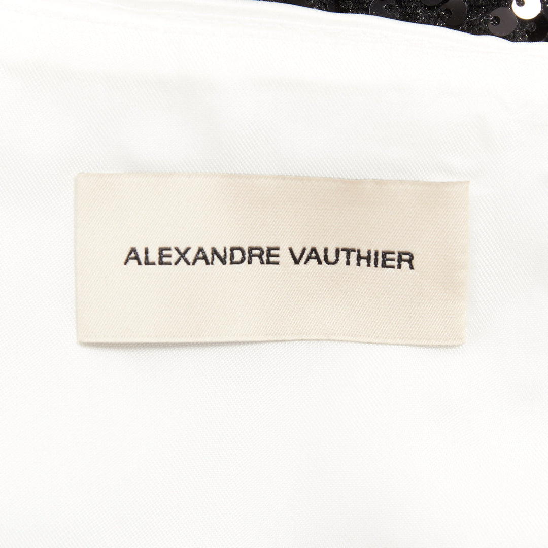 ALEXANDRE VAUTHIER SS2019 white satin bow black sequin mini dress
