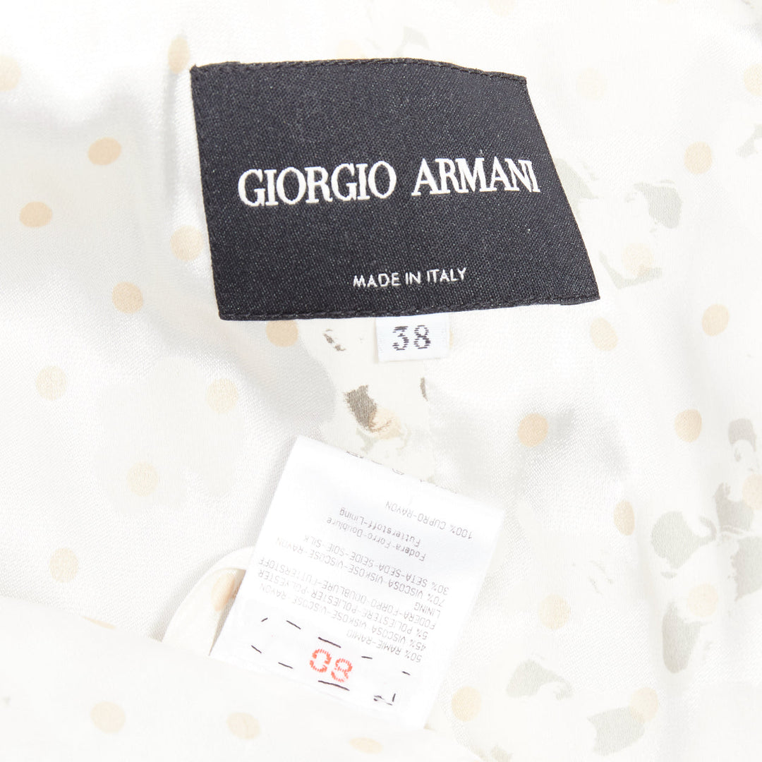 GIORGIO ARMANI grey ramie blend ruched kimono wrap crop blazer IT38 XS