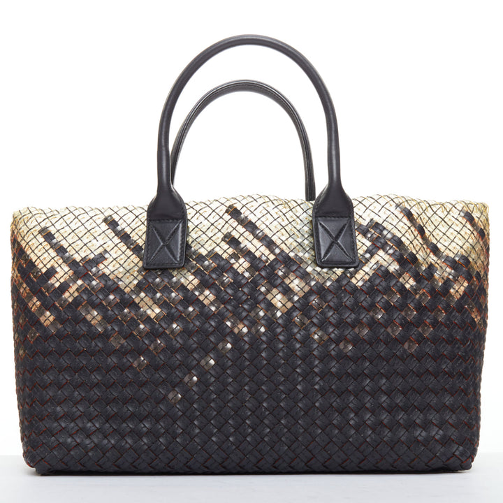 BOTTEGA VENETA Limited Cabat MM clear pvc black leather intrecciato tote bag