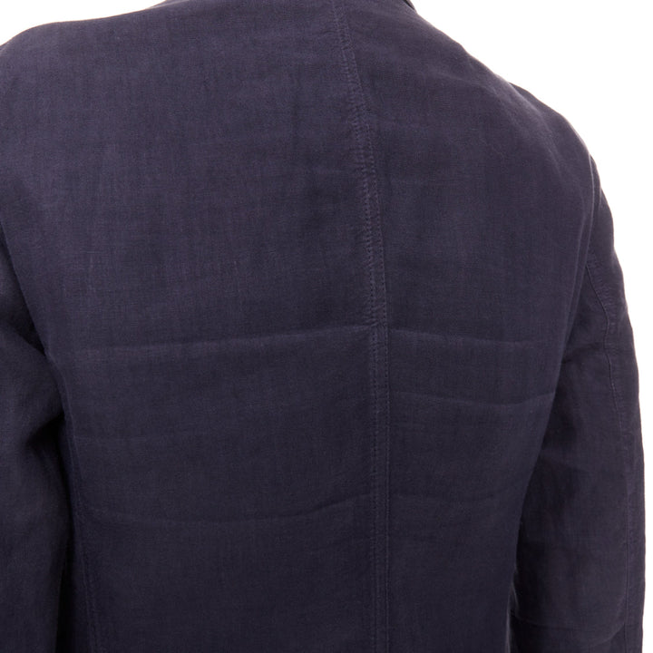 GIORGIO ARMANI navy washed linen cotton  unstructured casual blazer IT46 S