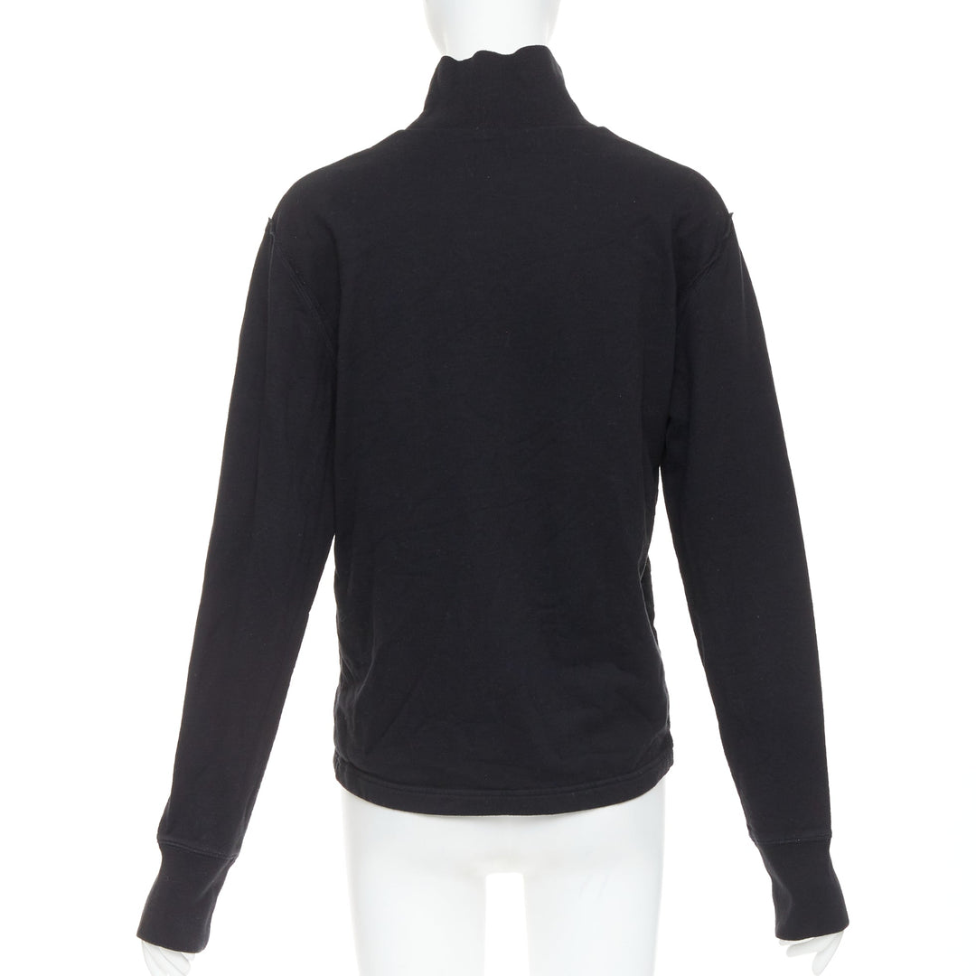 BALENCIAGA Demna 2020 black fleece lined distressed inside out turtleneck top M