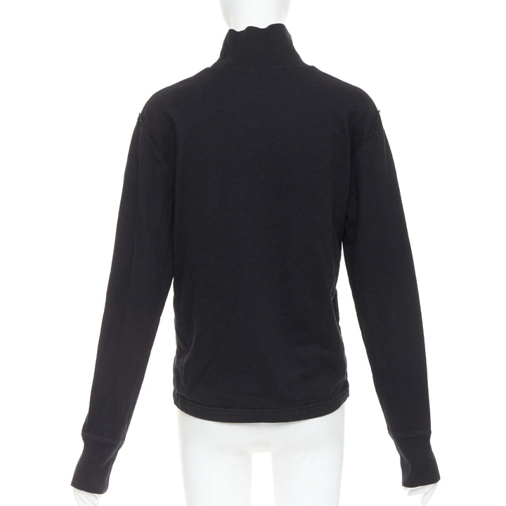 BALENCIAGA Demna 2020 black fleece lined distressed inside out turtleneck top M