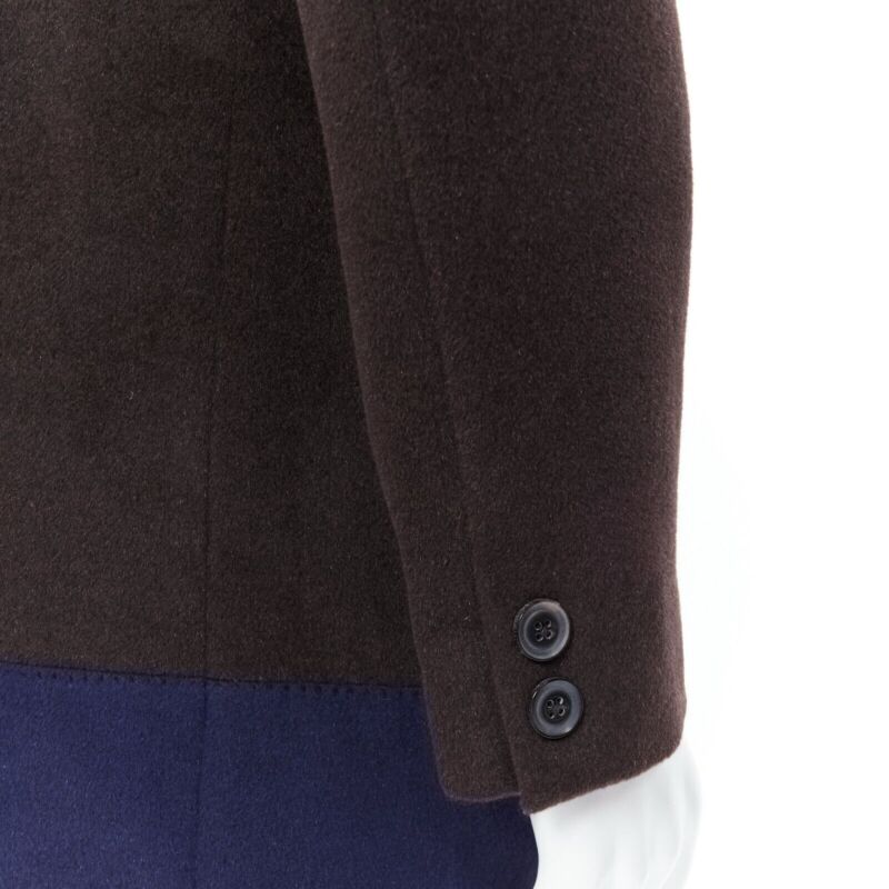KOLOR dark brown navy blue bi colour panels tailored coat pant set JP3