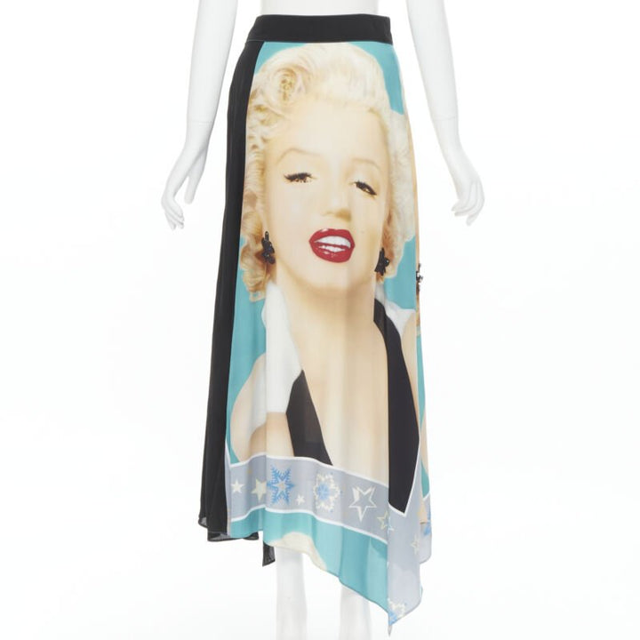 rare LOEWE Pop Art lady portrait photo print crystal embellished skirt FR36 XS