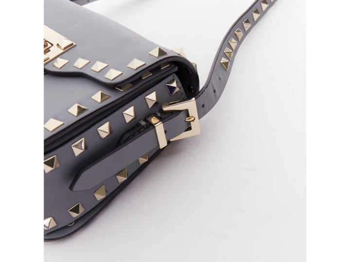 VALENTINO Rockstud light blue silver studs turnlock crossbody shoulder bag