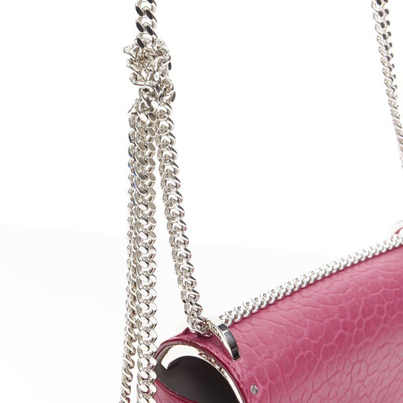 JIMMY CHOO Lockett Petite fuschia pink grainy leather buckle shoulder bag