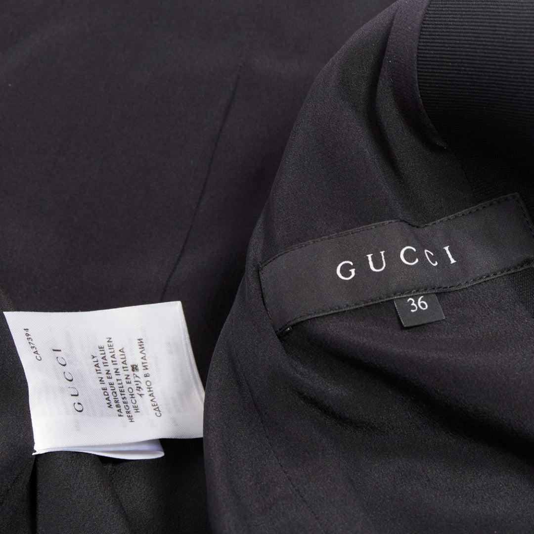 GUCCI black silver mirrored buttons double breasted military coat IT36 XXS