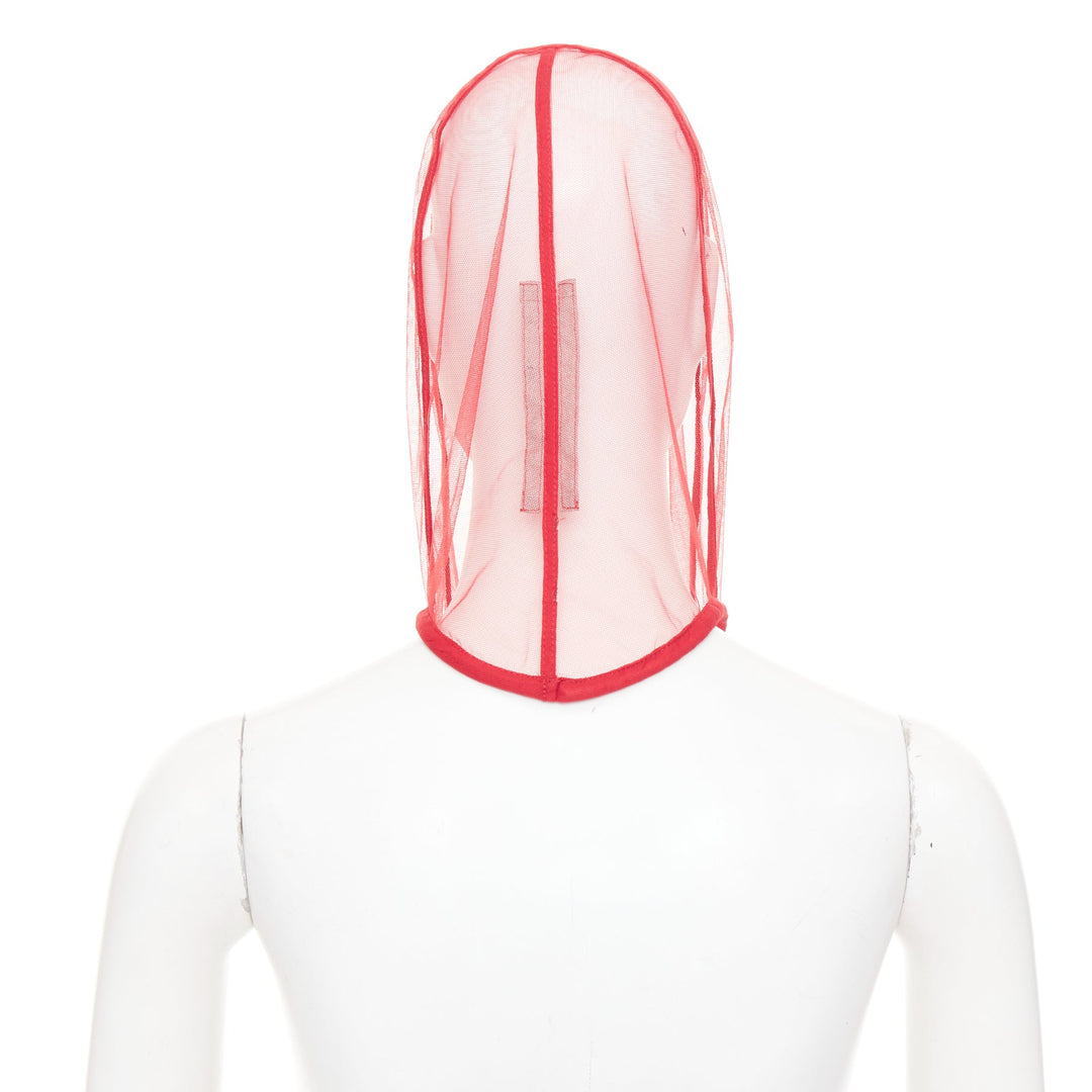 rare RICK OWENS 2024 Lido Runway sheer nylon tulle helmet mask hood veil S