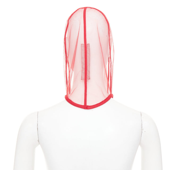 rare RICK OWENS 2024 Lido Runway sheer nylon tulle helmet mask hood veil S