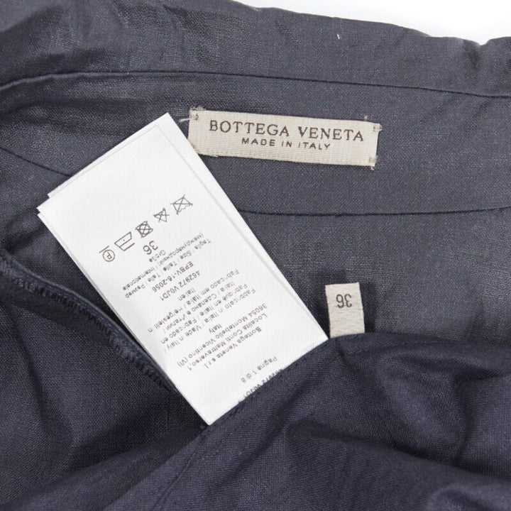 BOTTEGA VENETA black coated linen patent strapped cuff casual worker jacket IT36