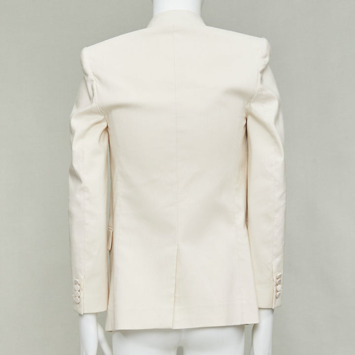 SAINT LAURENT 2023 cream multi silk blend satin lapel tuxedo blazer IT44 XS