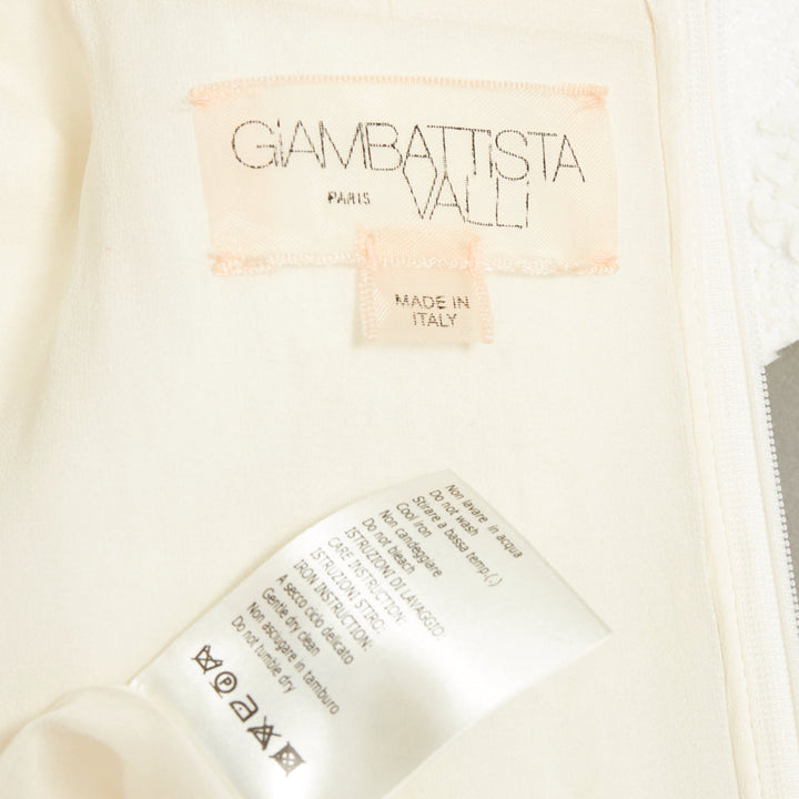 GIAMBATTISTA VALLI white flora boucle silk bow fit flare mini dress IT40 XS