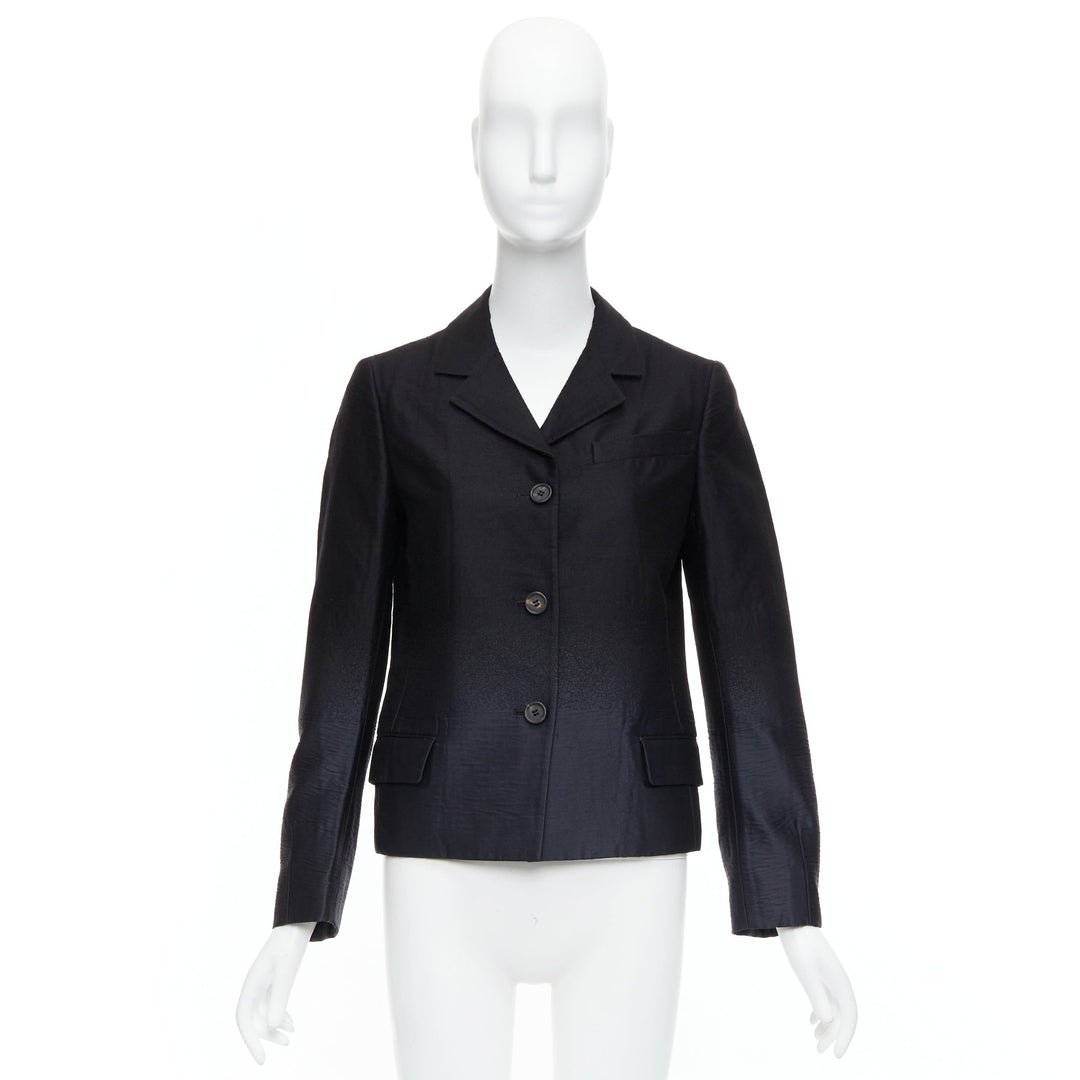 PRADA 2007 Vintage black wool degrade fabric blazer jacket IT38 XS