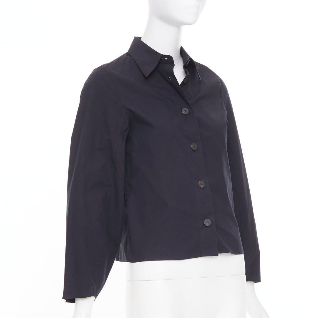 STUDIO NICHOLSON 2022 Mulder navy powder cotton volume sleeve blouse US 00 XXS