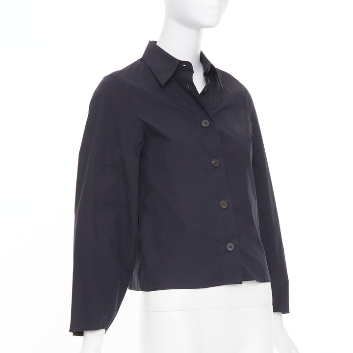 STUDIO NICHOLSON 2022 Mulder navy powder cotton volume sleeve blouse US 00 XXS