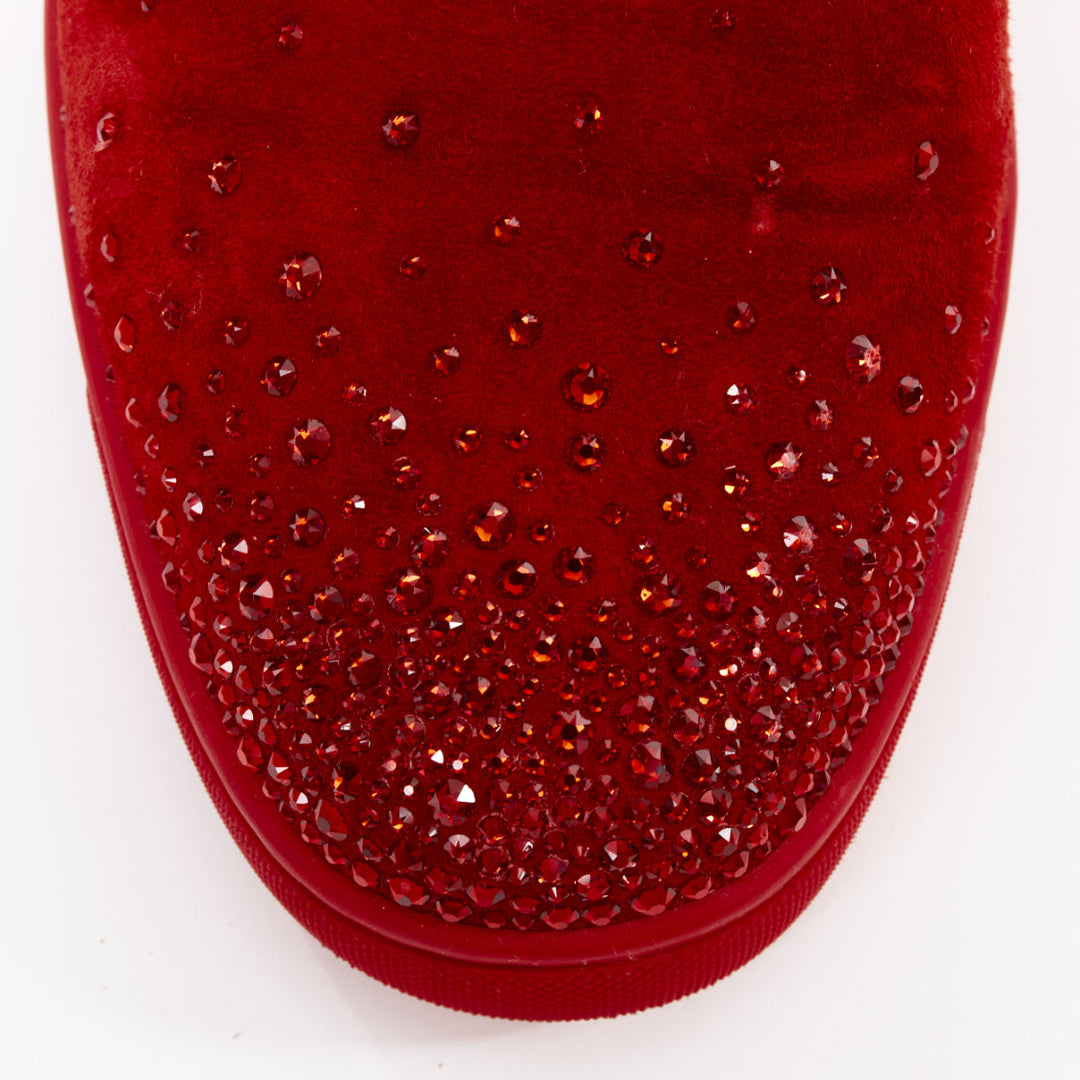 CHRISTIAN LOUBOUTIN Sailor Boat red suede degrade strass crystal sneakers EU43