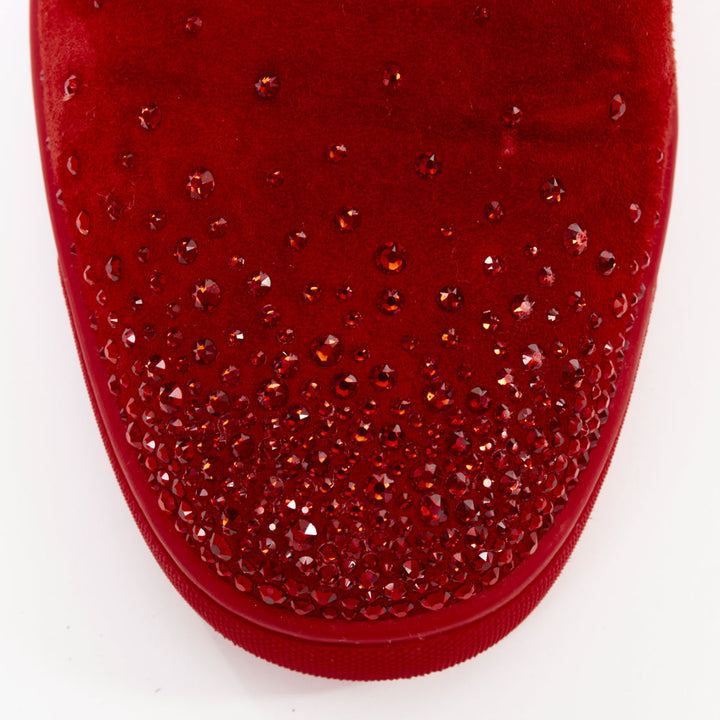 CHRISTIAN LOUBOUTIN Sailor Boat red suede degrade strass crystal sneakers EU43
