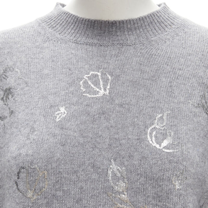 ERMANNO SCERVINO grey pullover metallic floral print IT40 S