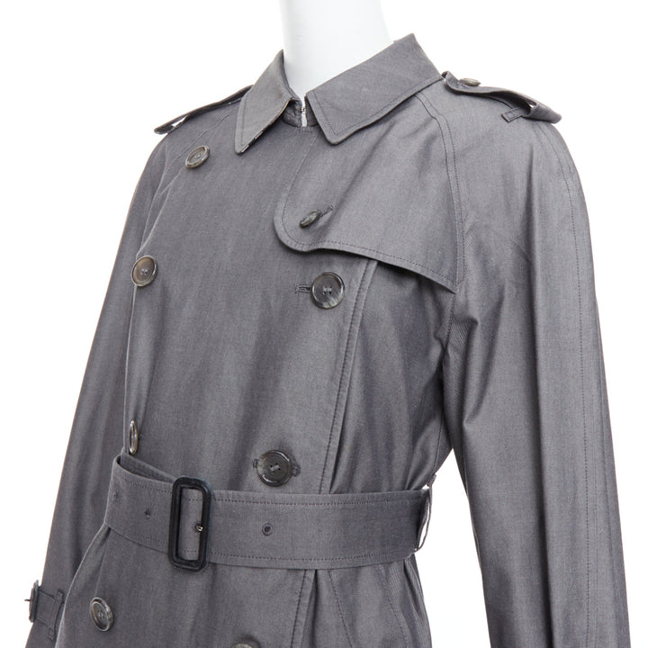 BURBERRY Vintage Made To Measure grey cotton trench coat UK12 L