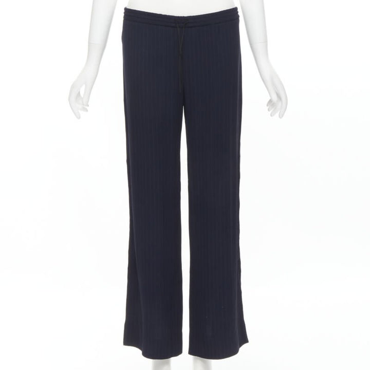 THE ROW navy blue pinstripe flowy relaxed trousers pants US0 XS