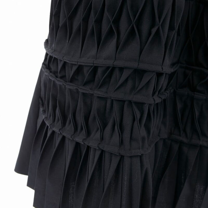 JUNYA WATANABE 1998 black wool blend origami pleated front wrap tie skirt M