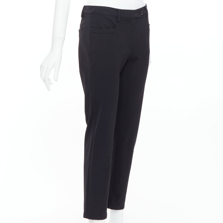 PRADA 2015 black twill horizontal pockets tapered trousers IT40 S