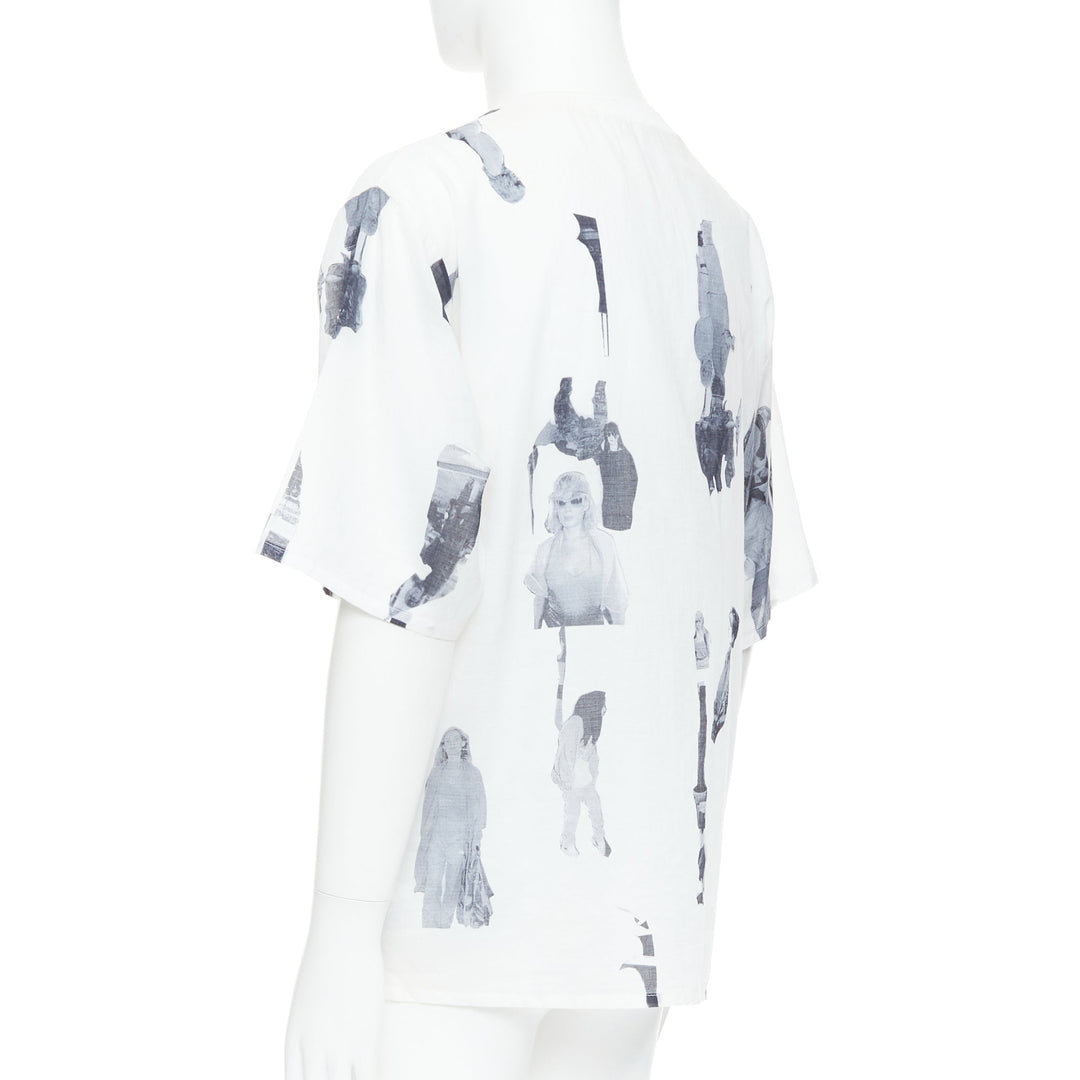 BLESS BERLIN  N31 white grey abstract portrait print boxy top S